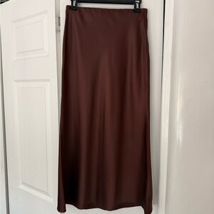 Abercrombie & Fitch Chocolate Brown Satin Maxi Skirt